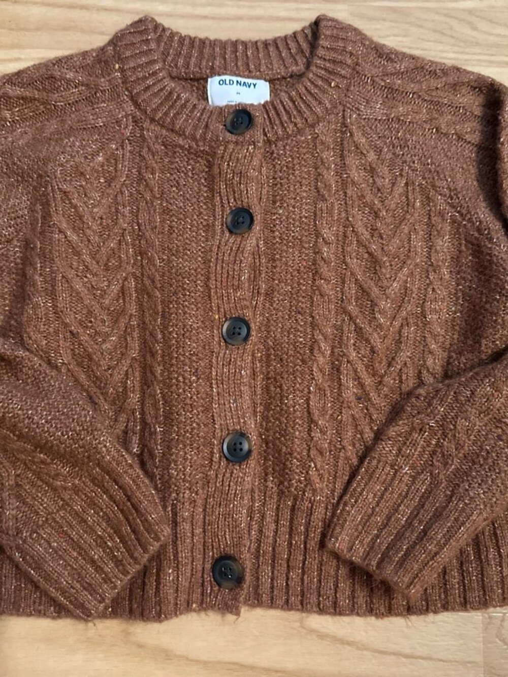 Old Navy Women's Medium Cable Knit Cardigan Rust Brown Button Front